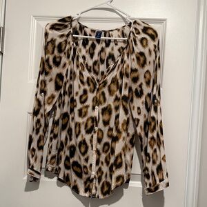Old Navy Leopard Print Button Down Shirt
